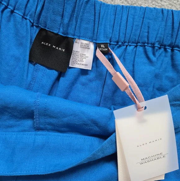 Alex Marie Azure Blue Linen-Blend Wide Leg Pants - XL - Picture 5 of 7